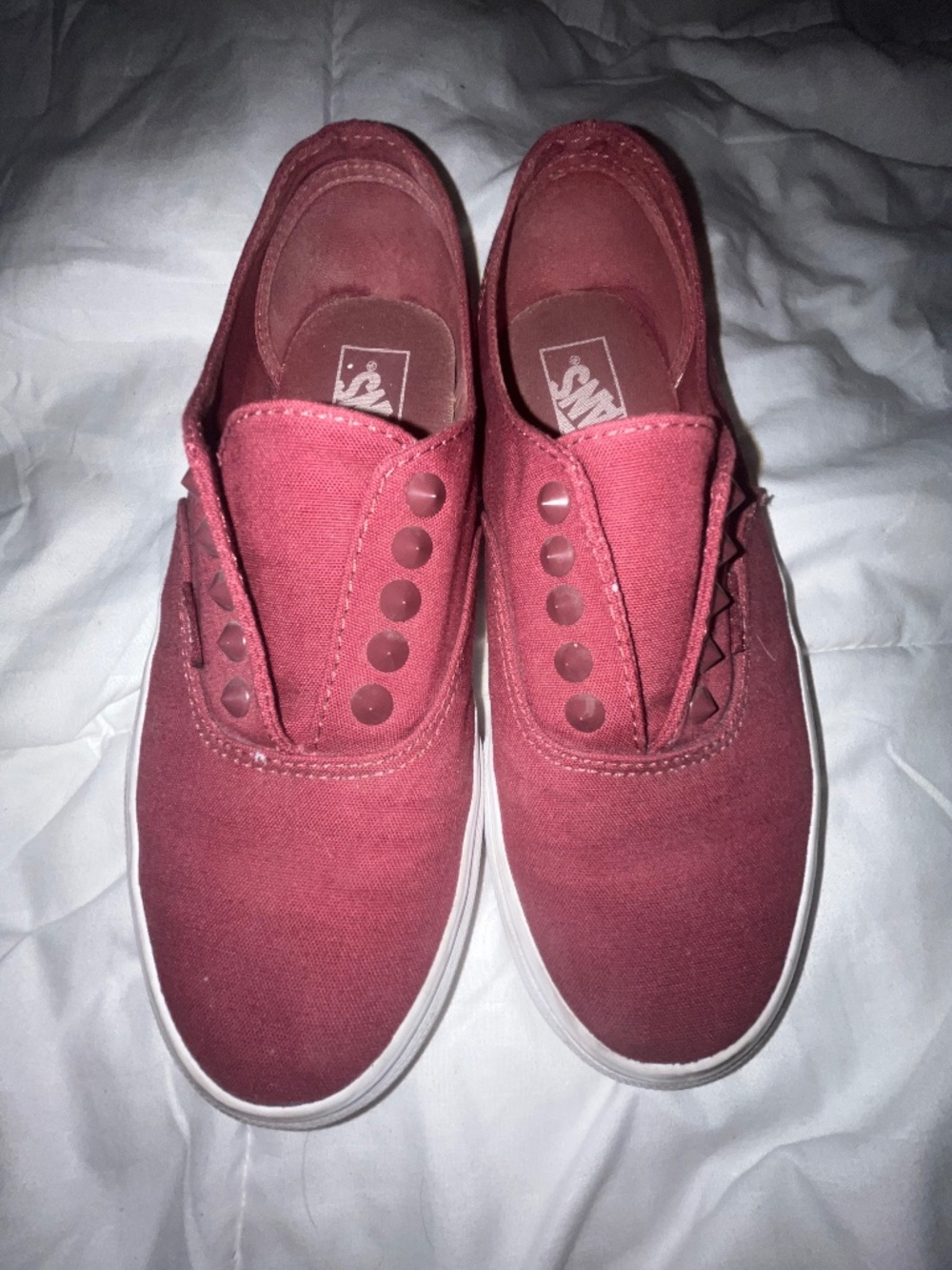 Maroon slip on studded vans sz 8